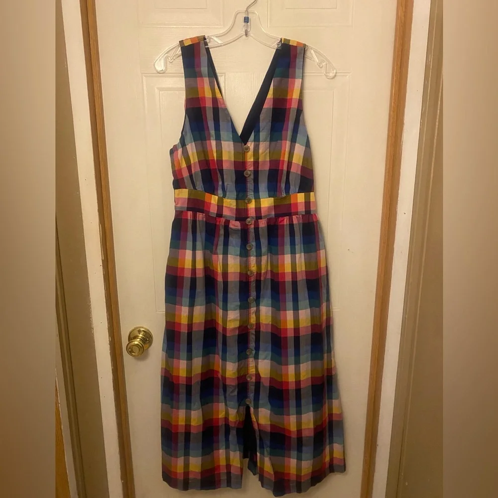 J. Crew Plaid Midi Button Dress